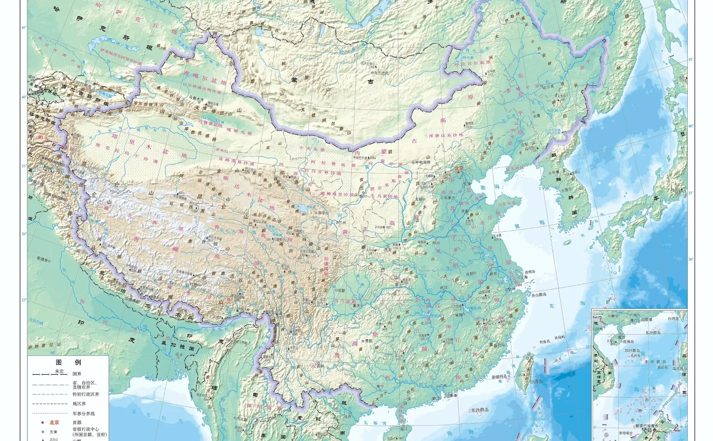 高清中国地势图