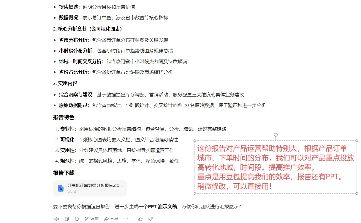 豆包AI做订单分析报告效率提高10倍