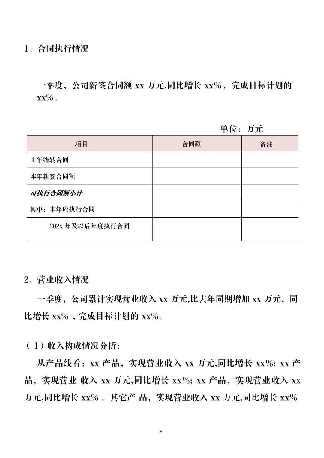 季度财务分析报告模板