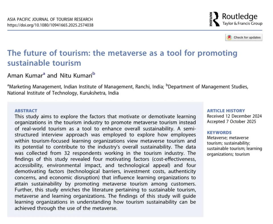旅游业的未来:元宇宙作为促进可持续旅游的