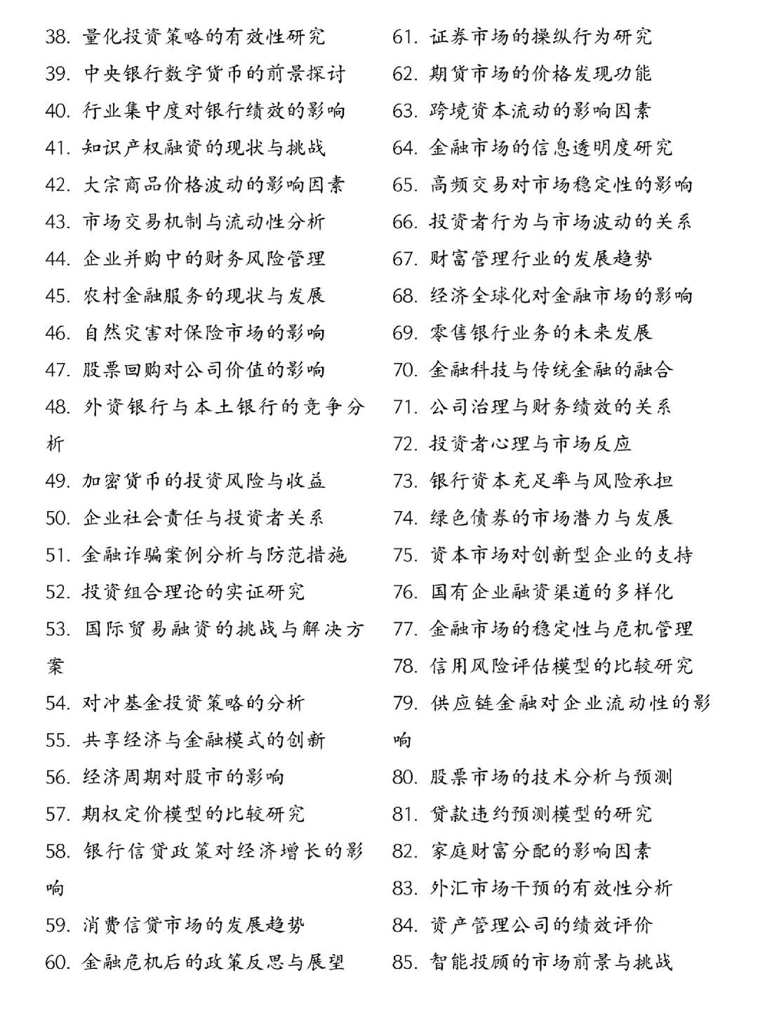 金融学专业的宝子一定要刷到这些论文选题啊