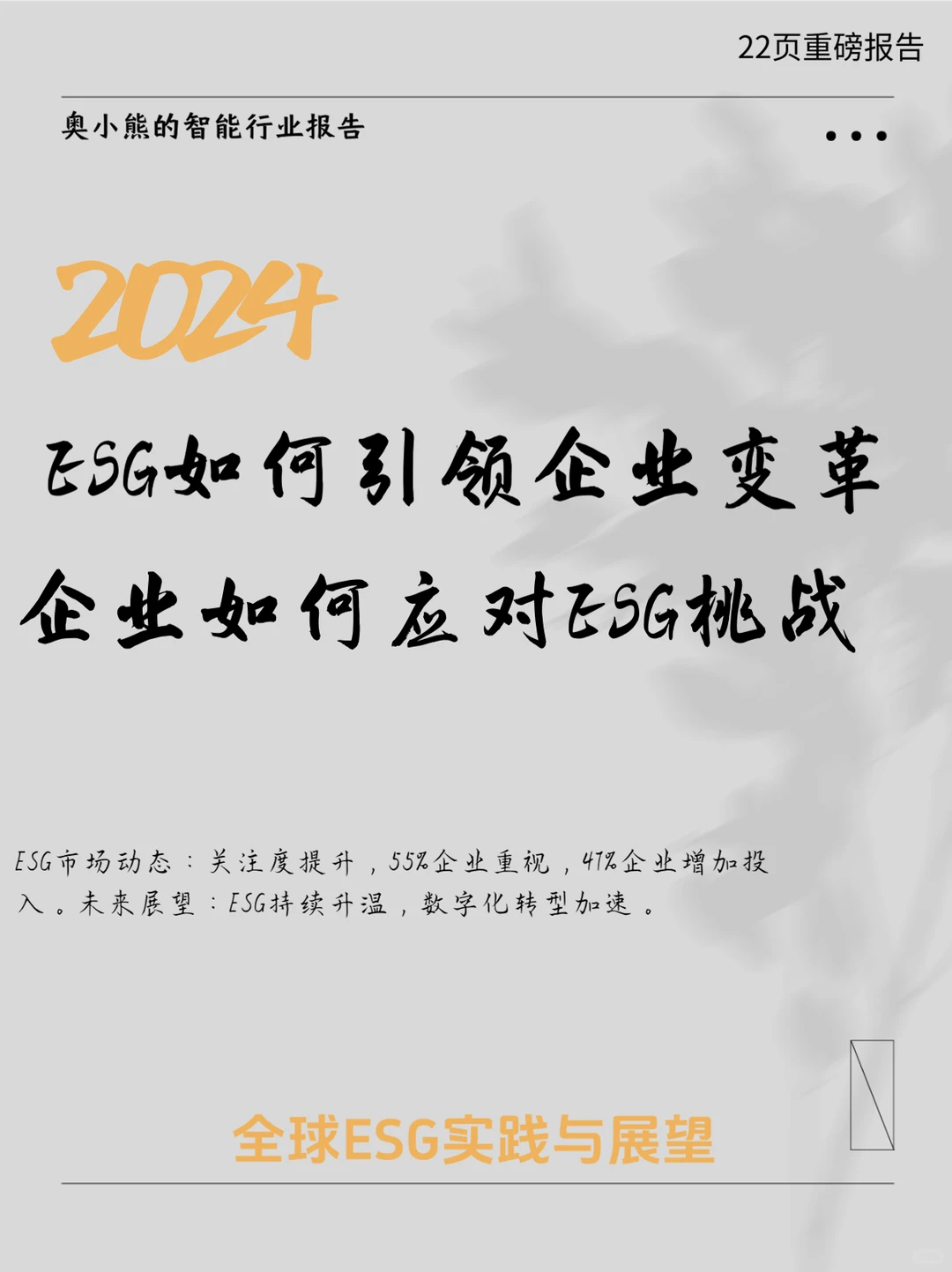 22页报告｜2024全球ESG发展趋势