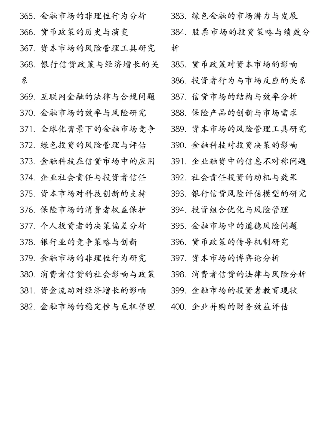 金融学专业的宝子一定要刷到这些论文选题啊