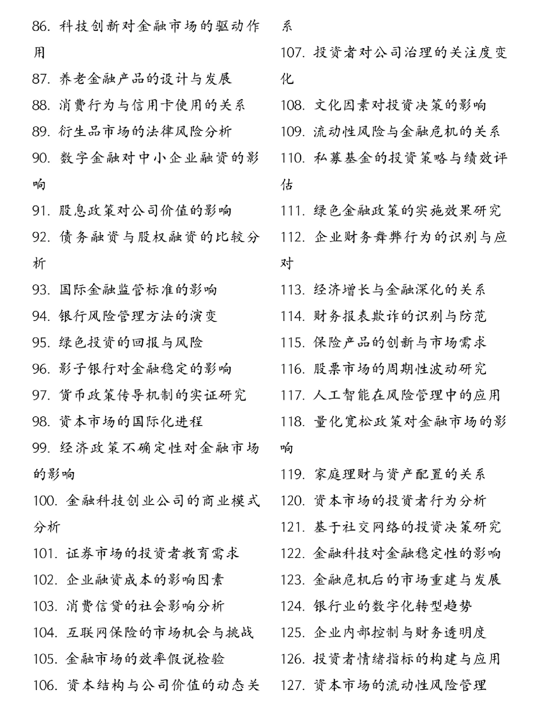 金融学专业的宝子一定要刷到这些论文选题啊
