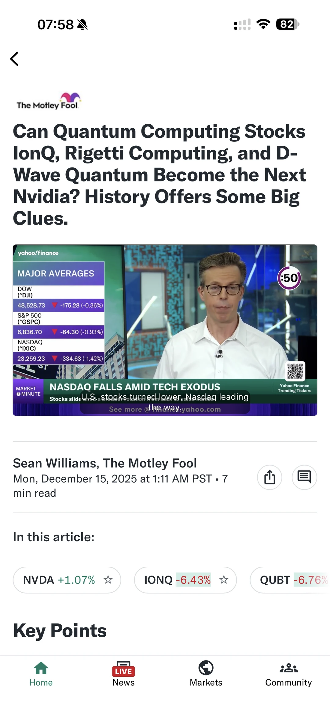 yahoo金融关于量子计算领域的投资分析