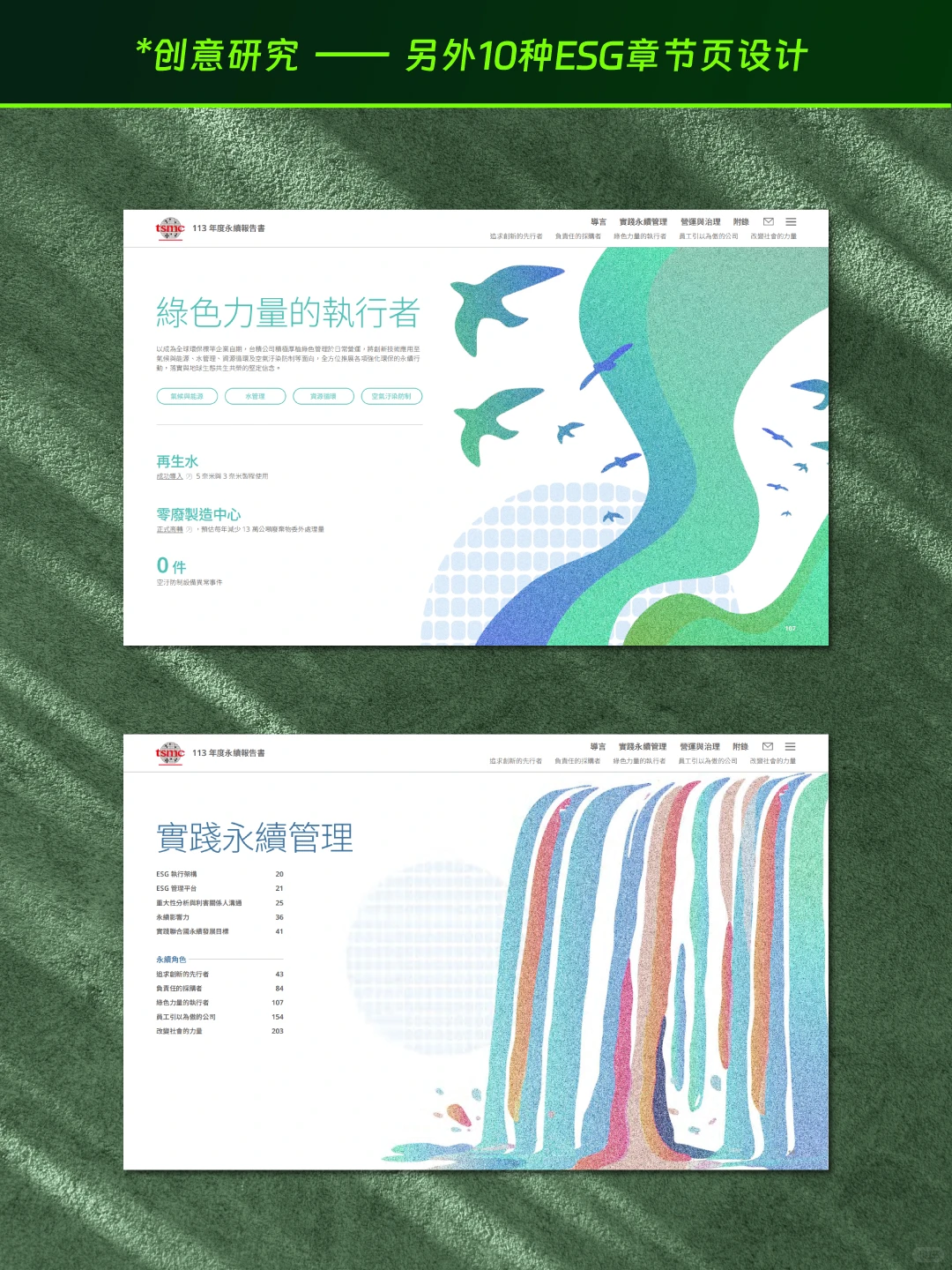 ESG报告设计分享 | 另外10种章节页设计