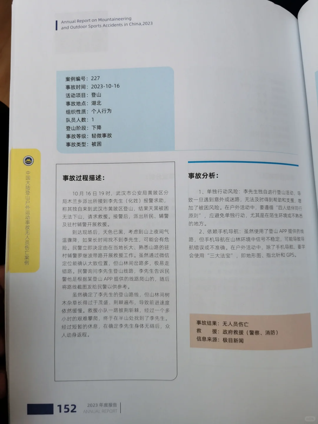 2023版中国大陆登山户外运动事故报告