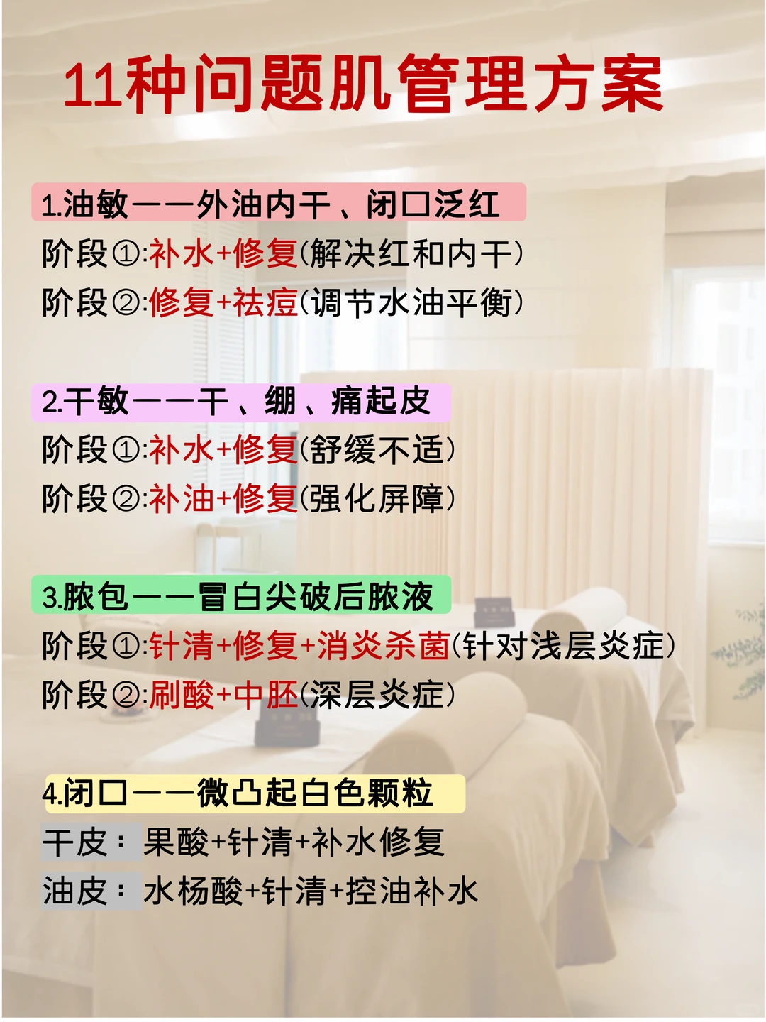 美容师一定要知道的11种问题肌管理方案❗️