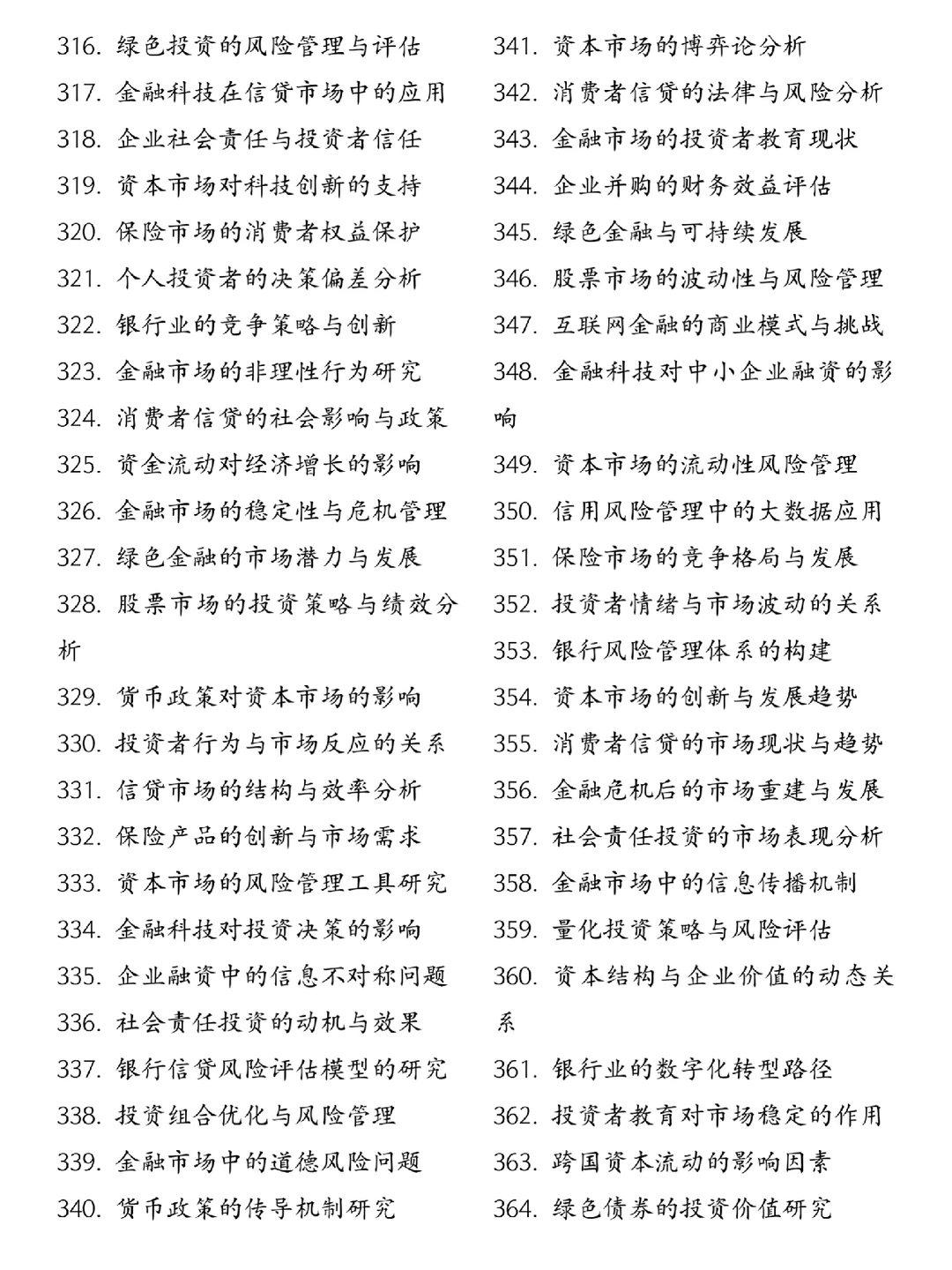 金融学专业的宝子一定要刷到这些论文选题啊