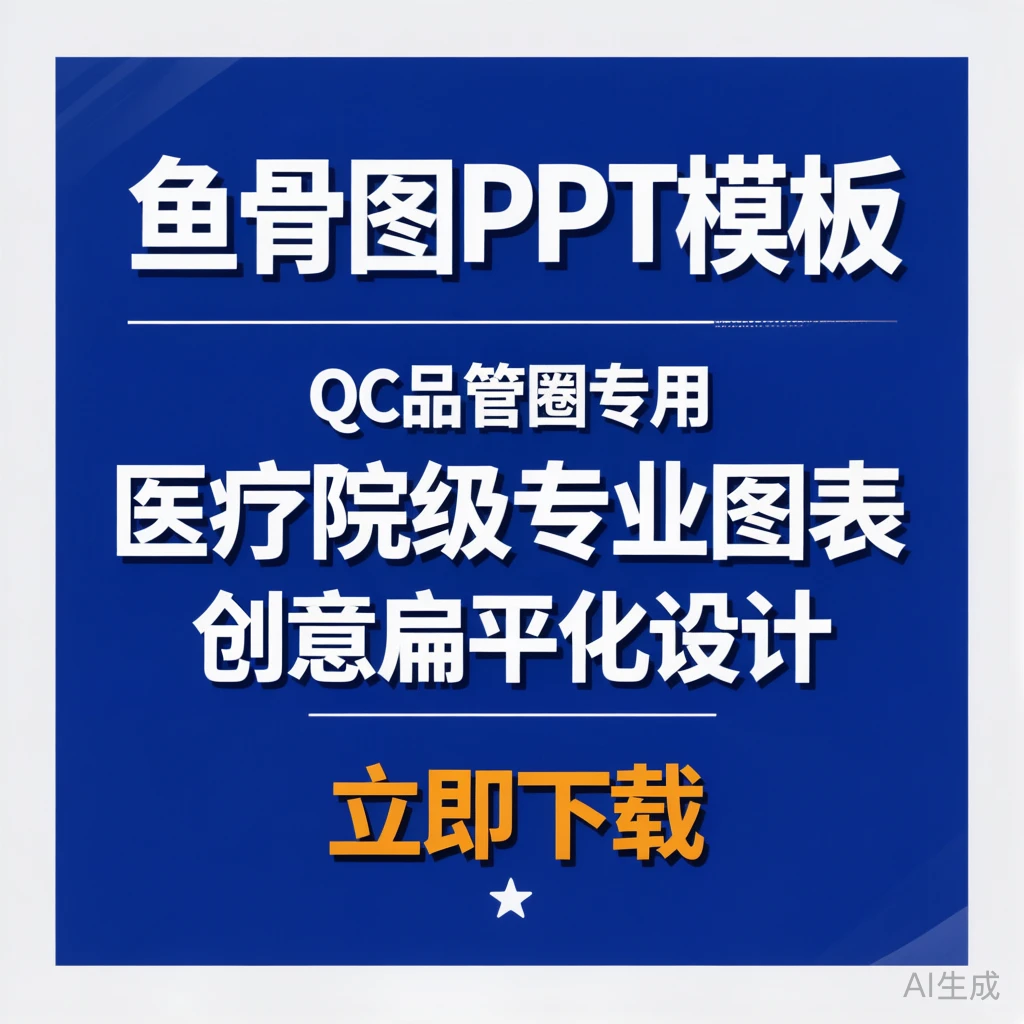 鱼骨图PPT模板|品管圈医疗院流程分析