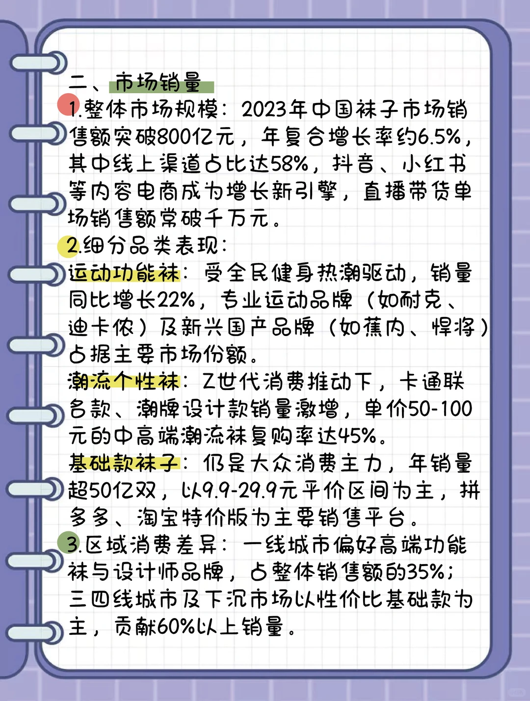 袜子流行趋势与市场销量分析及风格款式介绍