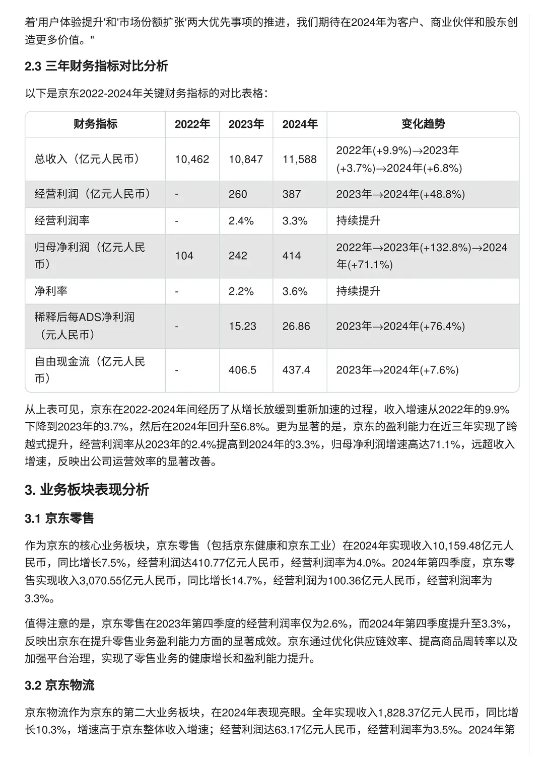 京东2024财报亮眼！