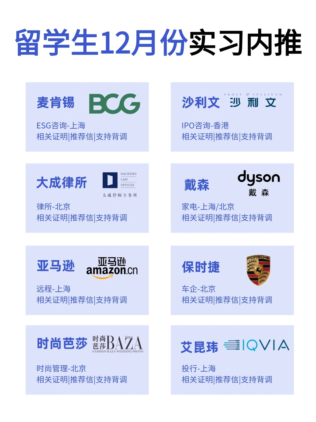 12月/寒假实习｜留学生专属内推通道开启‼