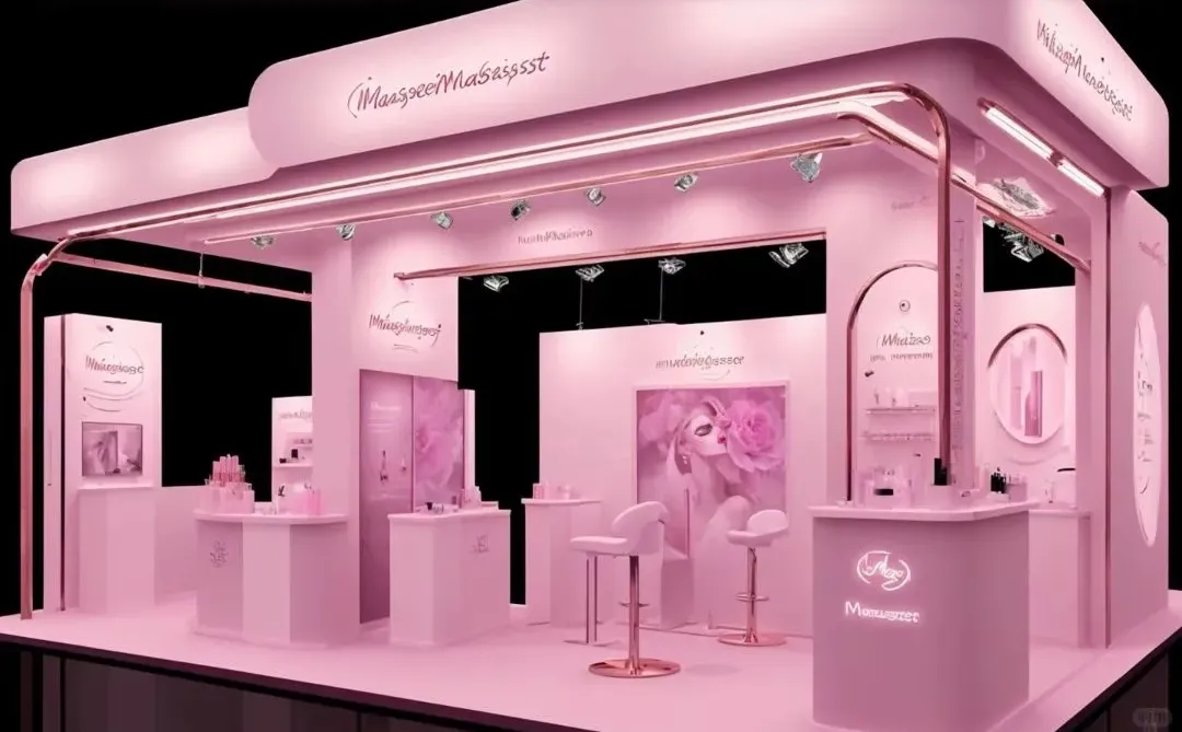 山东展位搭建‖浪漫樱花粉美妆展台