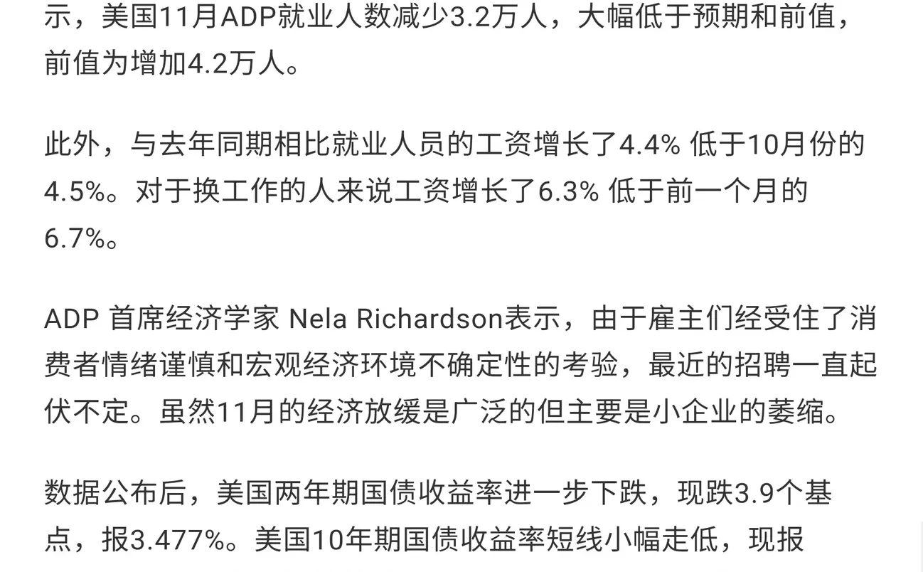 十一月美国私营企业就业人减少3.2万人