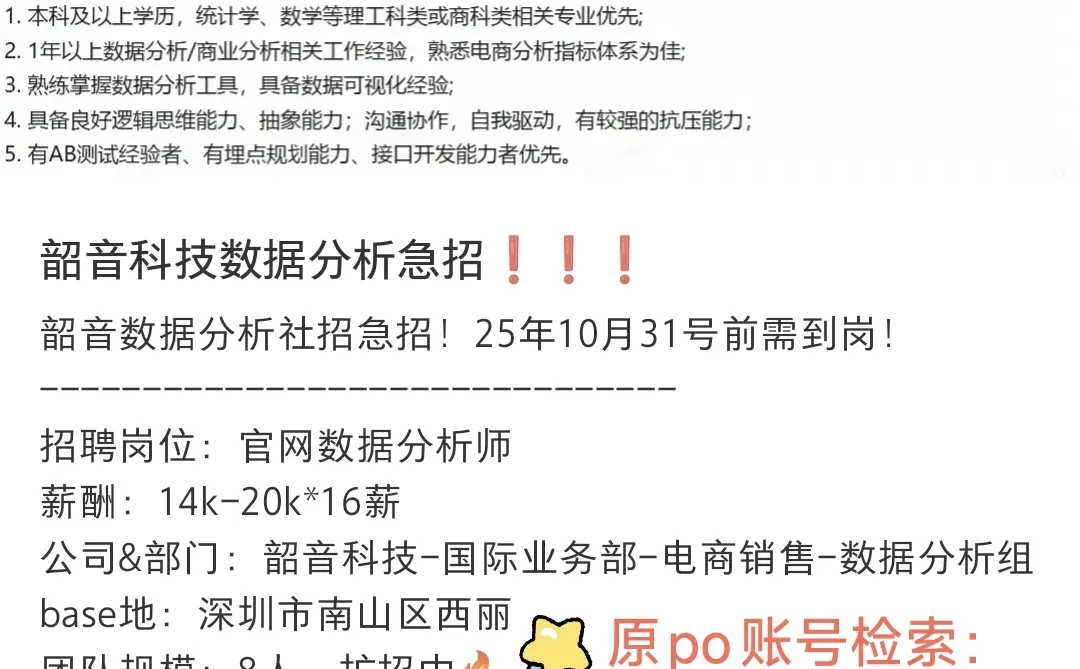 深圳职位—数据分析（电商）