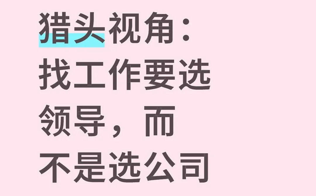 对于找工作来说,选领导比选公司更重要