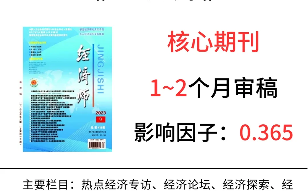 不卡稿的经济期刊!一定要投它❗❗❗