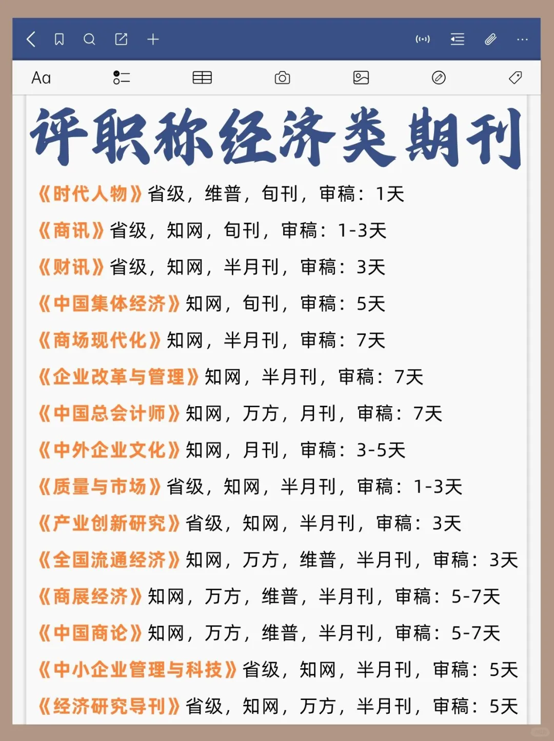 经济类！评职称必看的高认可度期刊