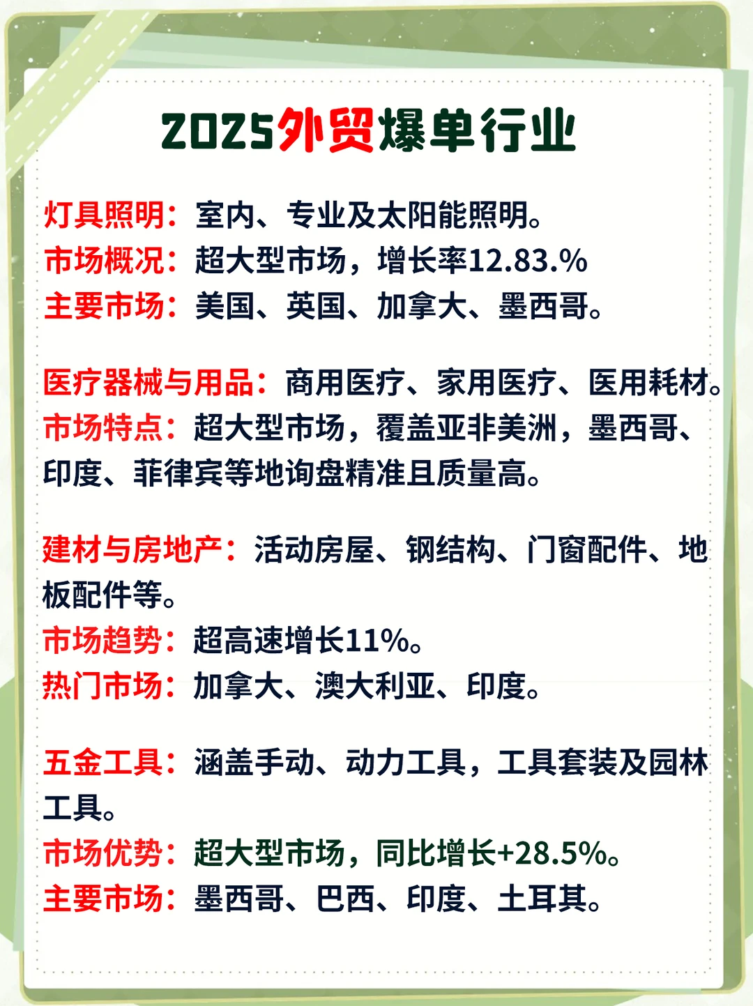 未来外贸一定可以暴富的几个行业