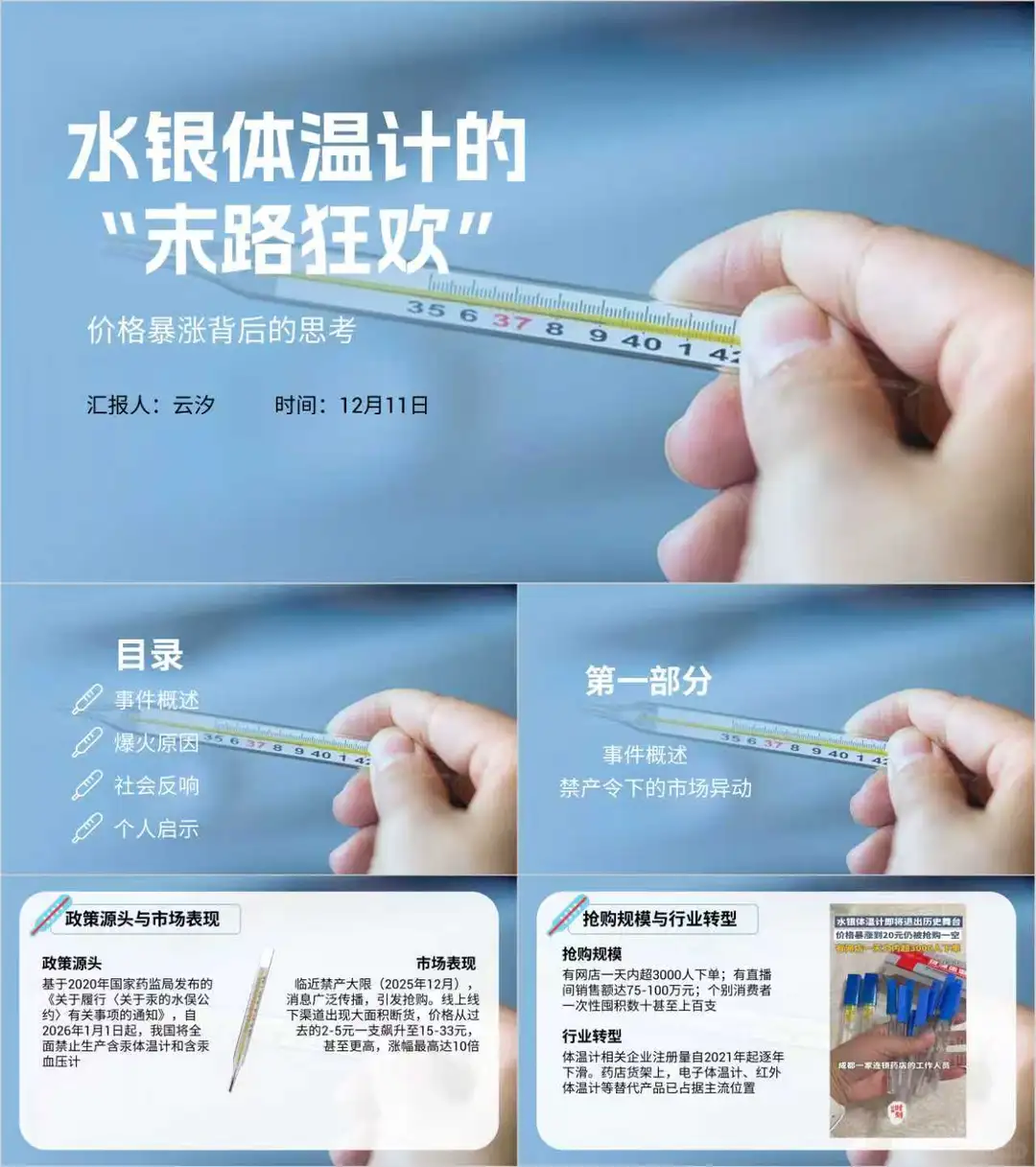 时事热点ppt：水银体温计价格暴涨