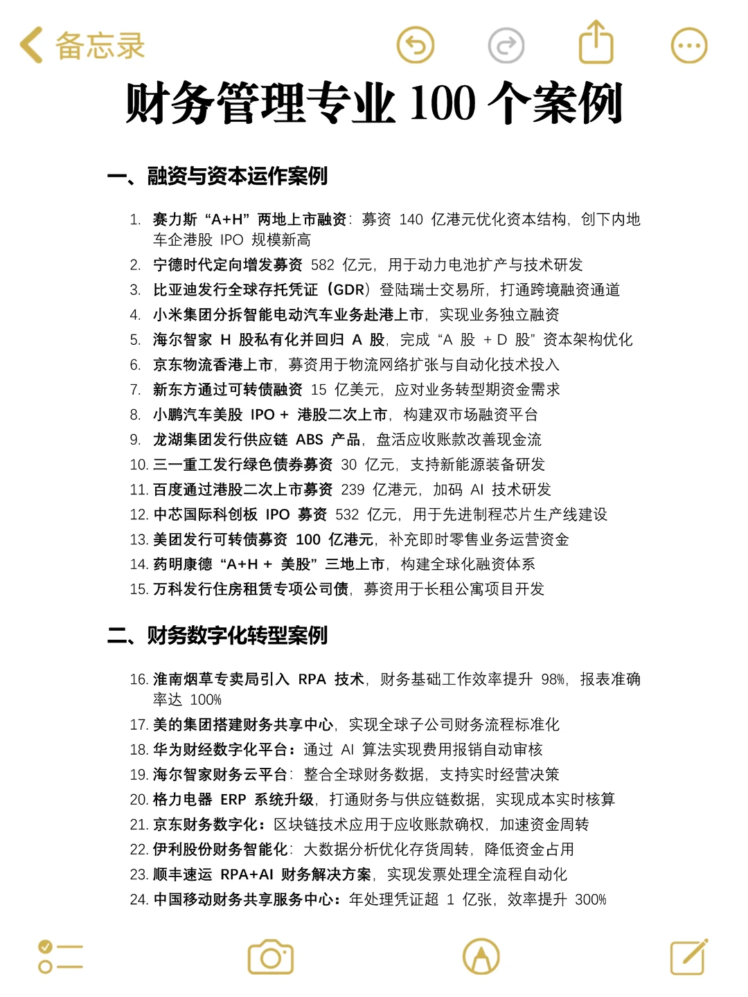 财务管理专业100个案例分享