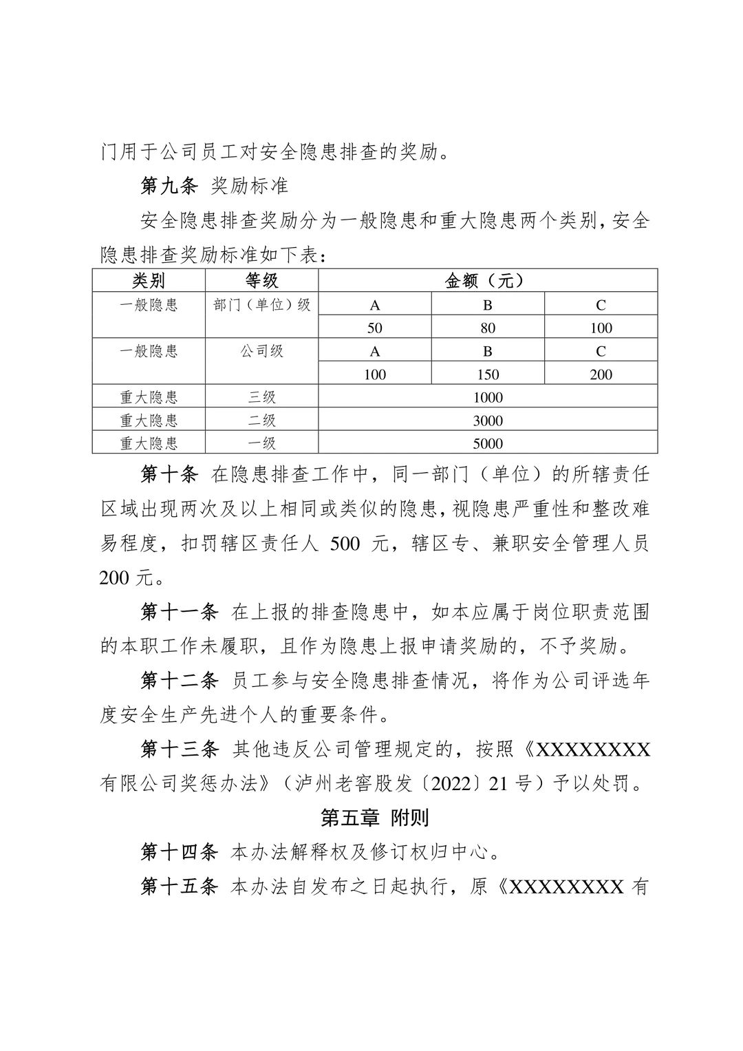 企业隐患内部报告奖励和安全“红线”制度