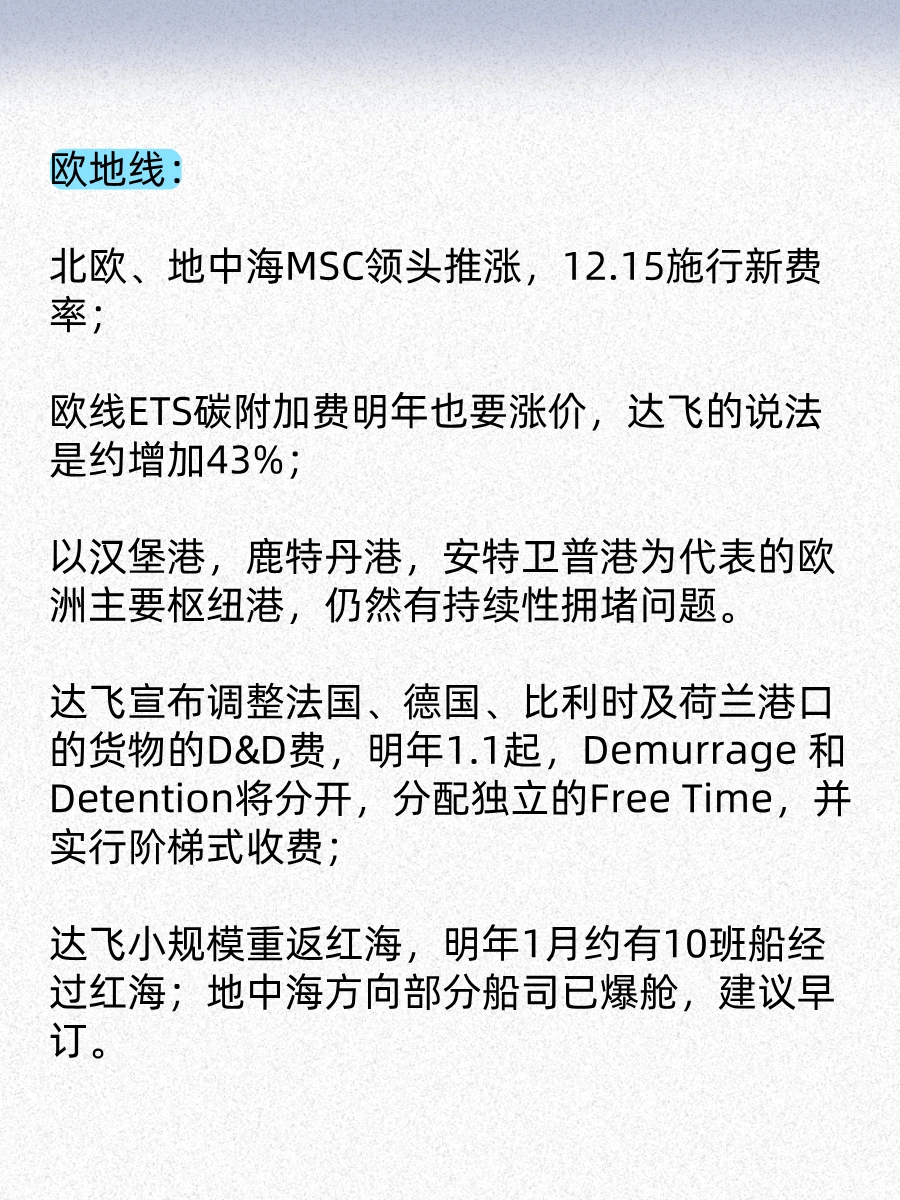 未来两周航运趋势分享week51-52