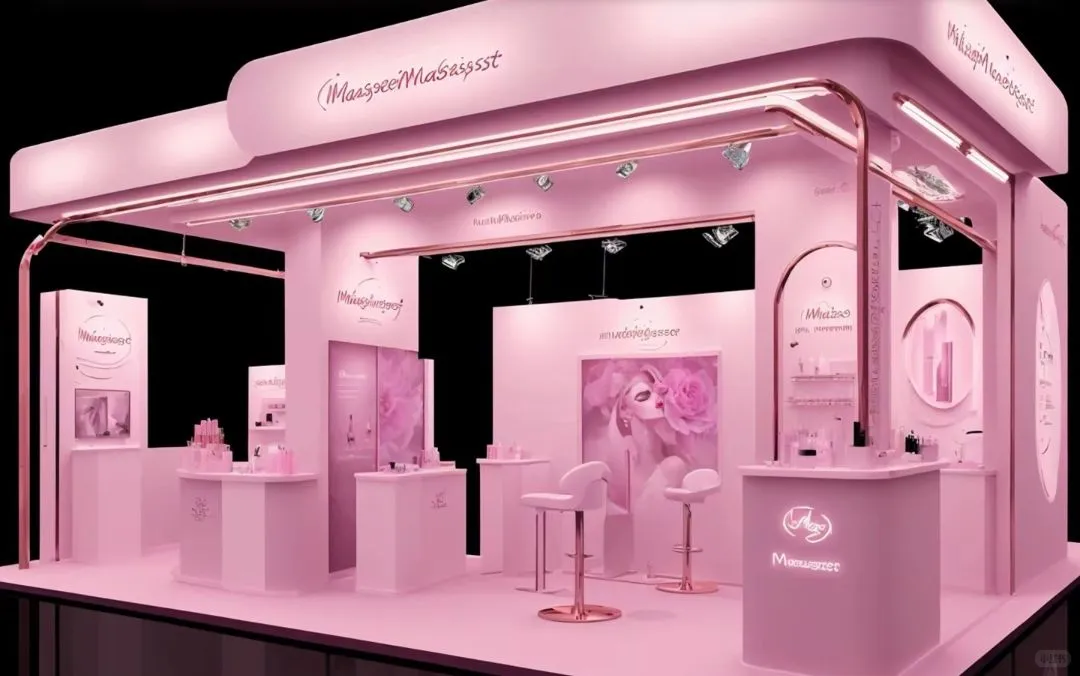 山东展位搭建‖浪漫樱花粉美妆展台