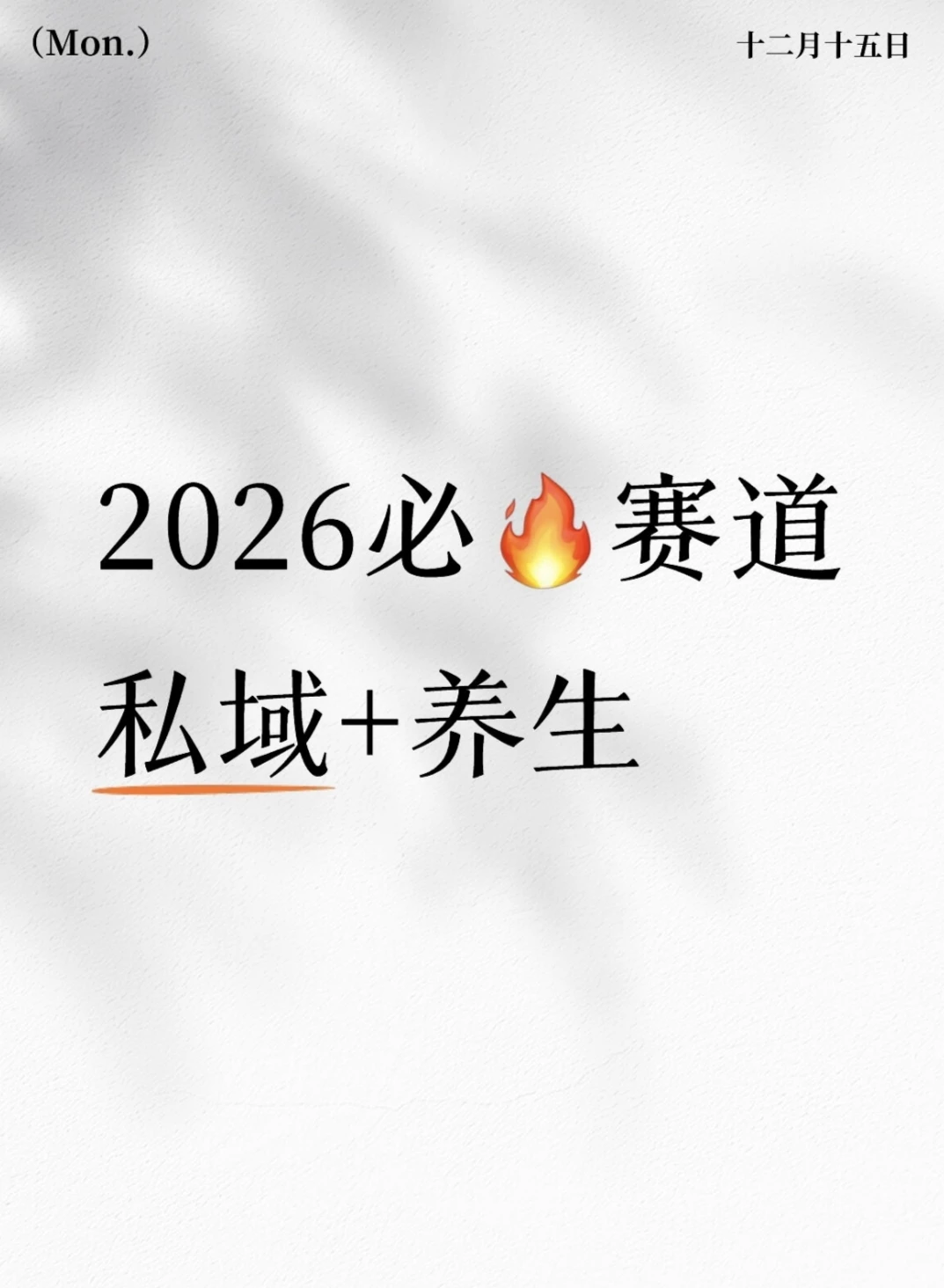 2026必火赛道：私域+大健康！