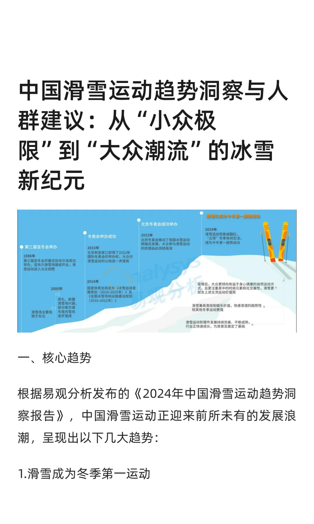 中国滑雪运动趋势洞察与人群建议：从“小众