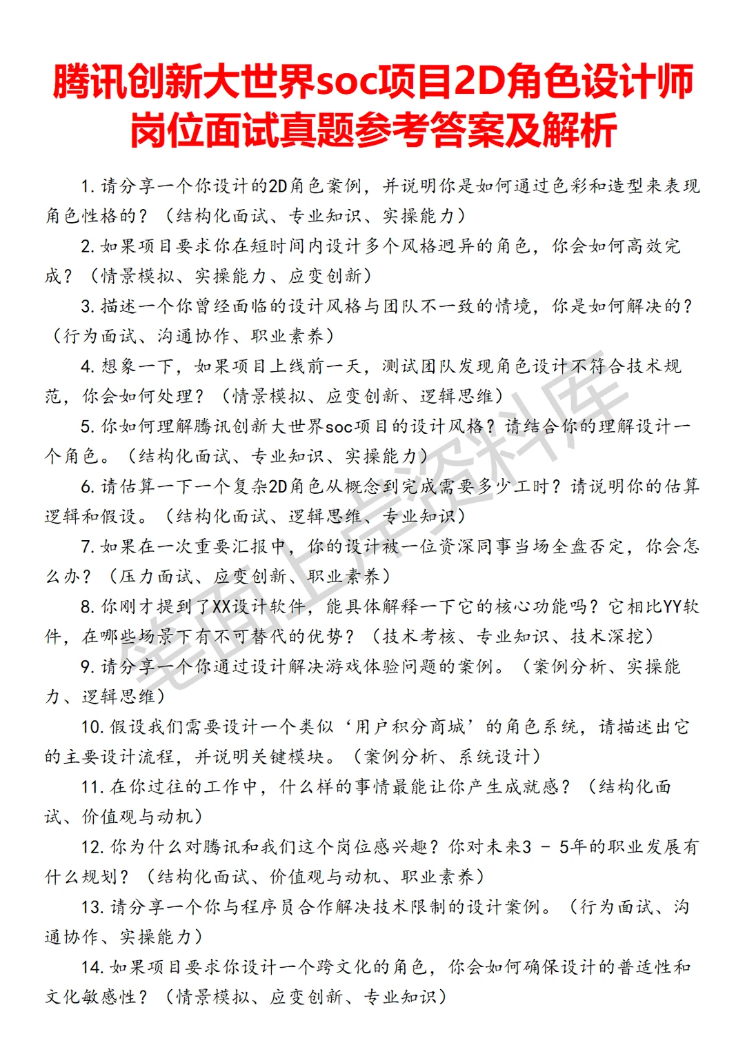 腾讯创新大世界soc项目2D角色设计师