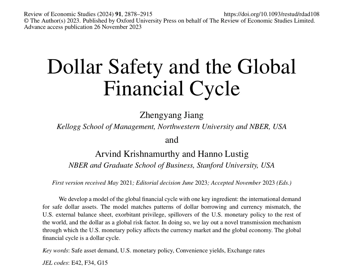 RES2024：美元安全性与全球金融周期