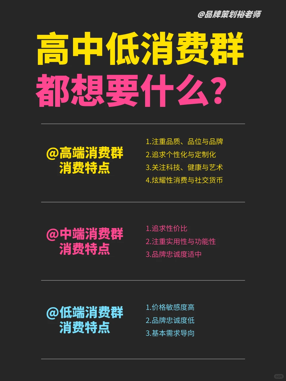 高、中、低消费群都想要什么？