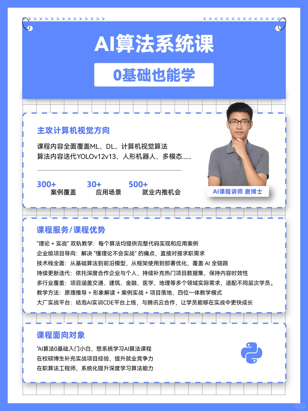 研究生/硕博生必学,AI算法学习全路径+春招