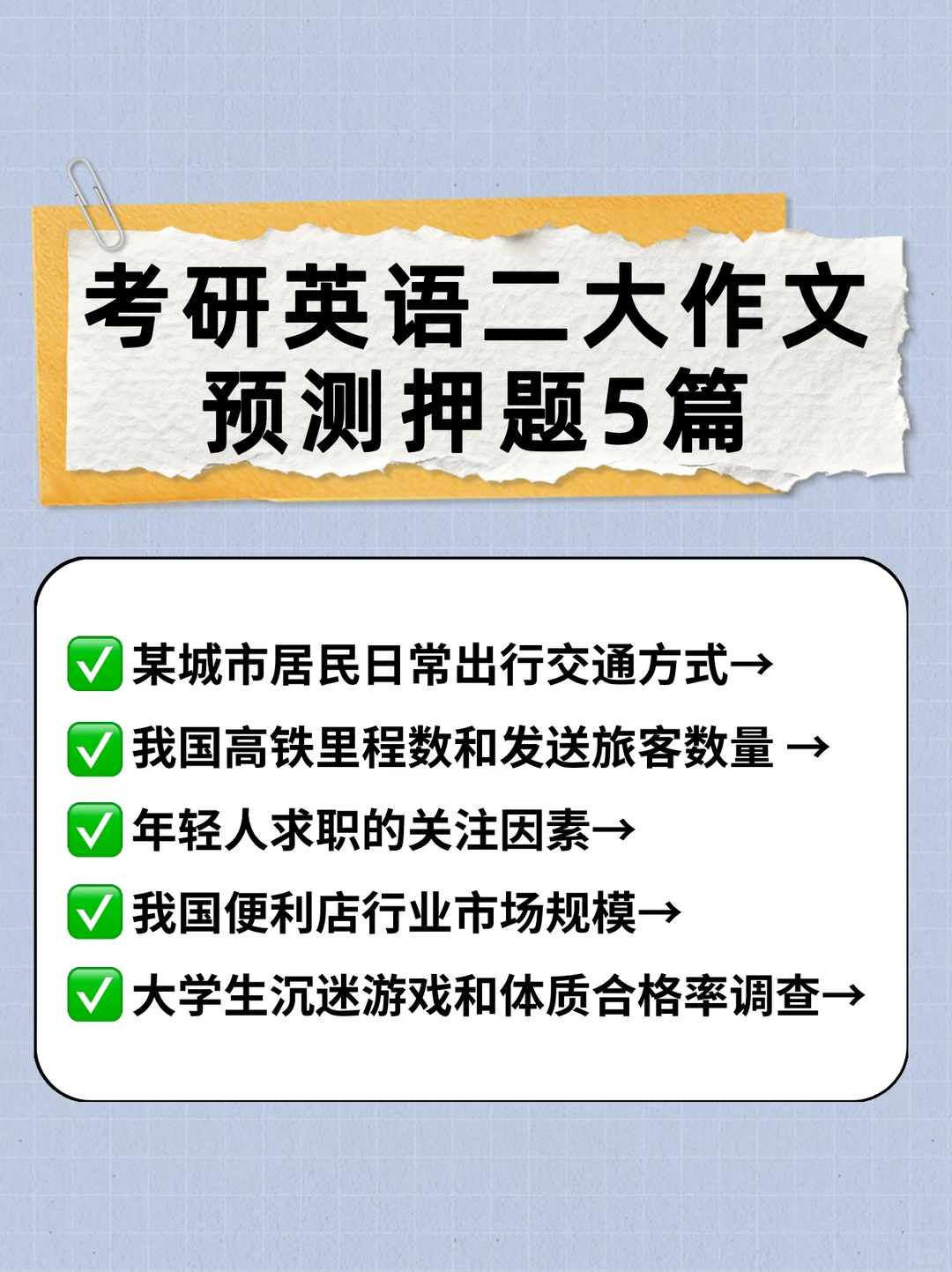 终于来了！孙笑飞英语二作文预测押题5篇！