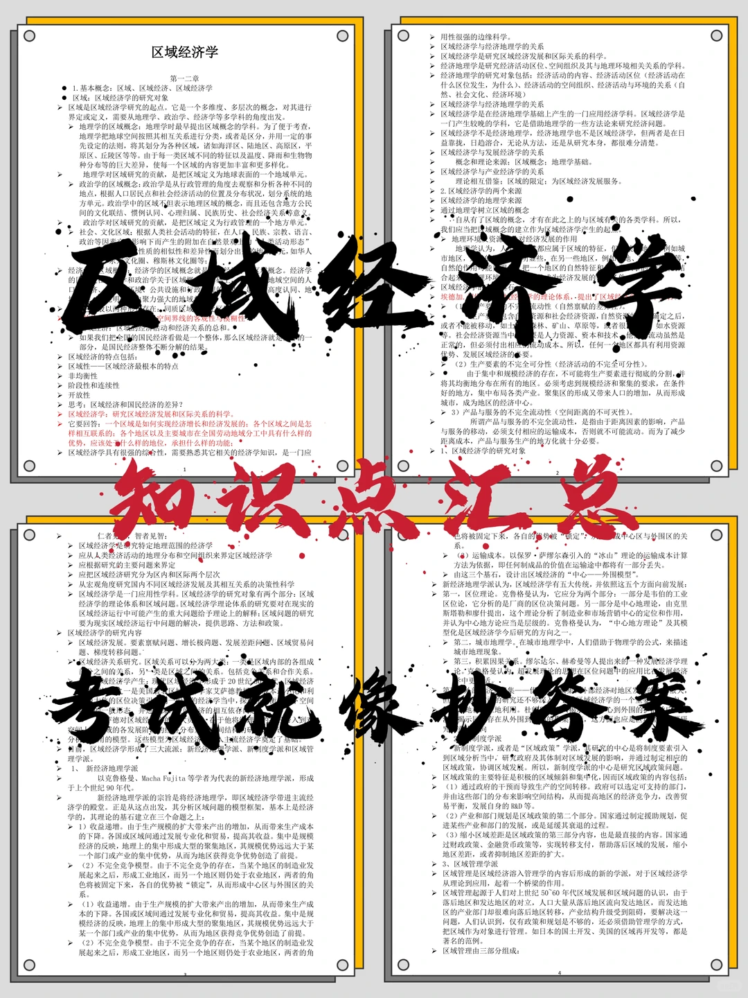 区域经济学知识点汇总，背完期末稳稳哒‼️