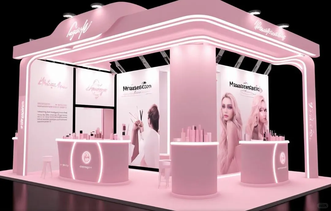 山东展位搭建‖浪漫樱花粉美妆展台