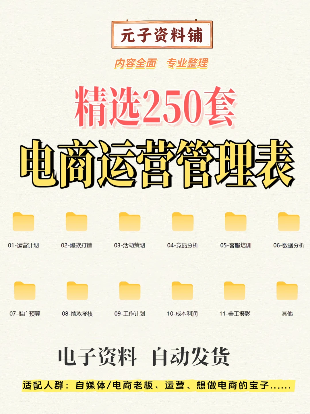 电商运营管理实操工具模板大全-精选250套!