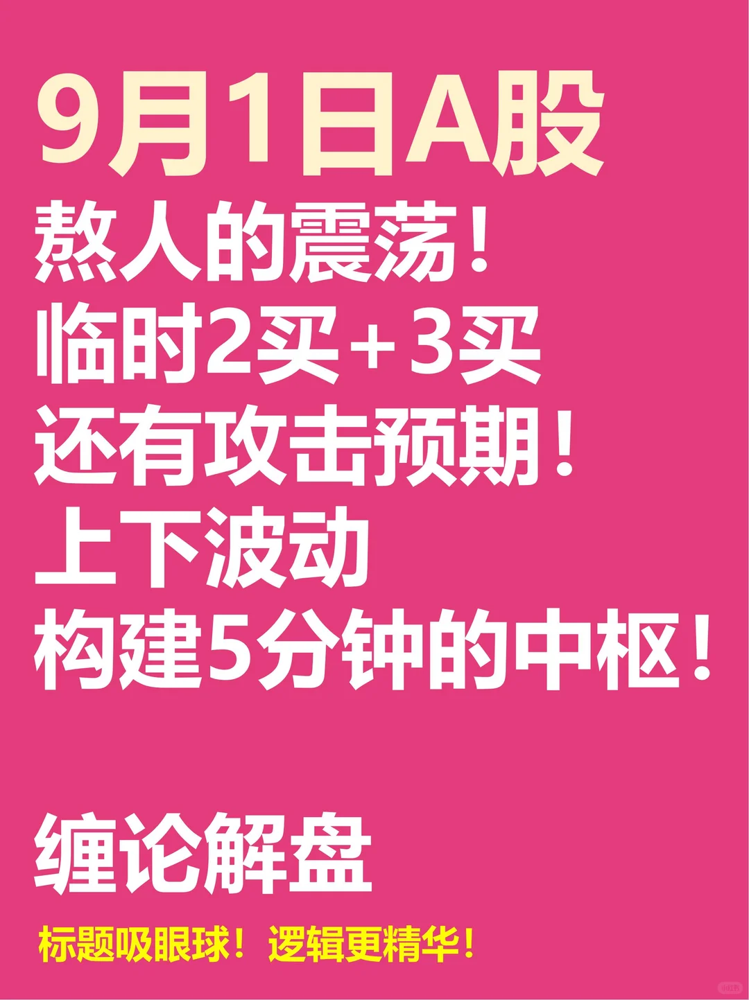 9月1日上证指数缠论技术分析