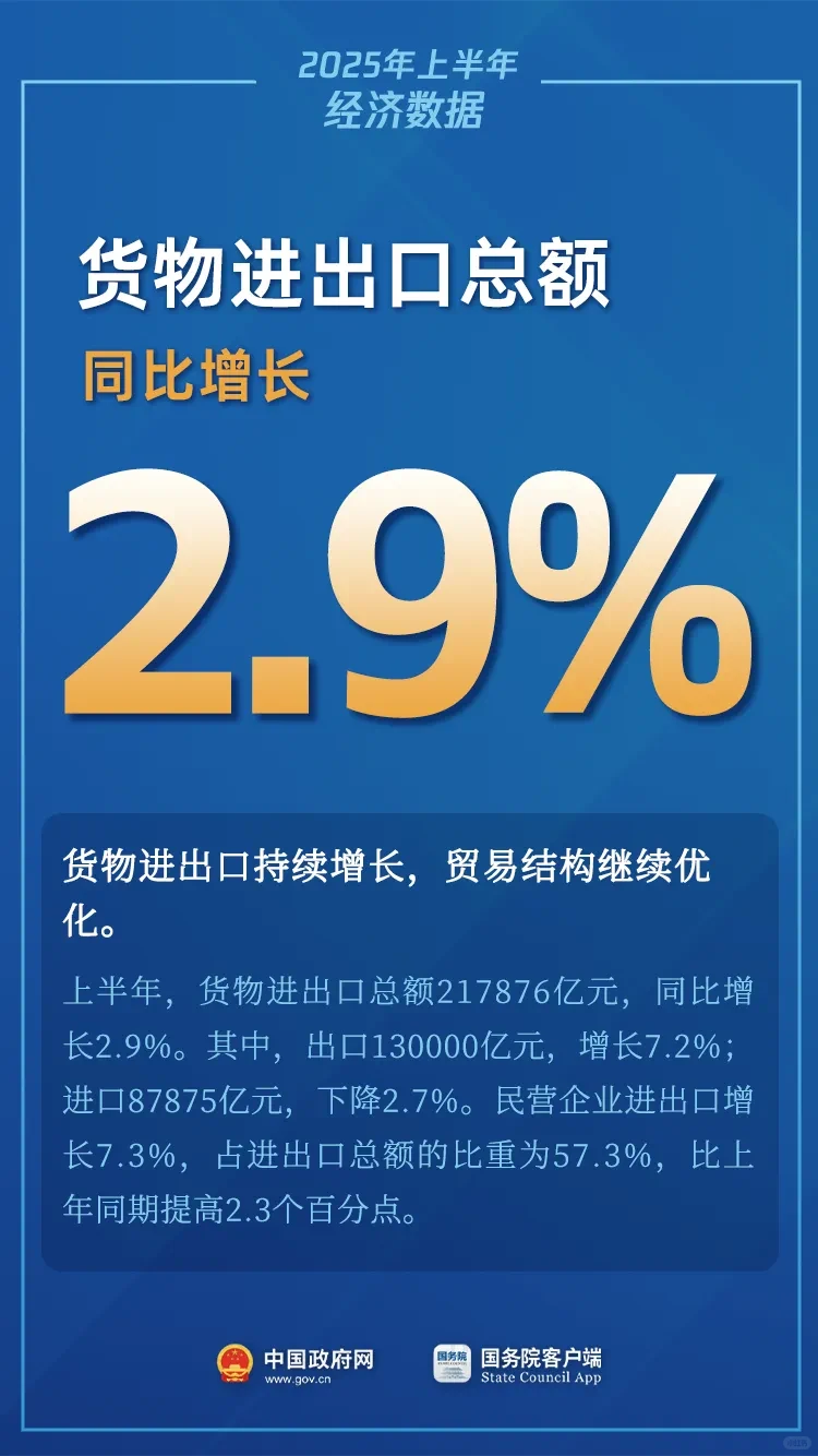 2025上半年我国GDP同比增长5.3%