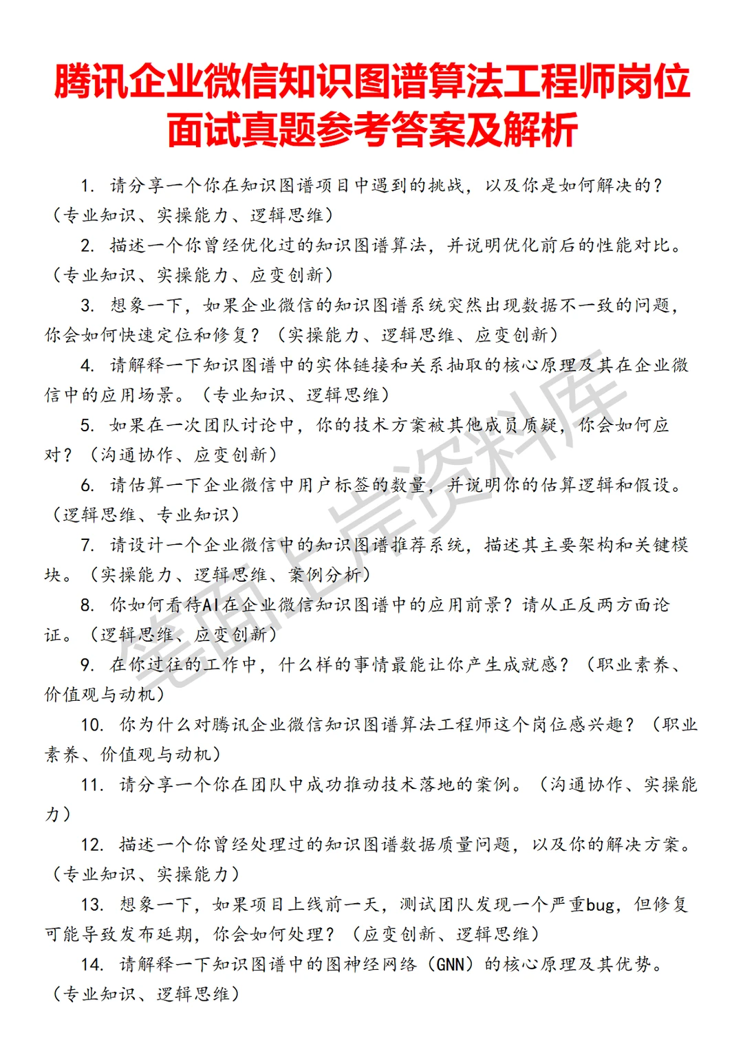 腾讯企业微信知识图谱算法工程师