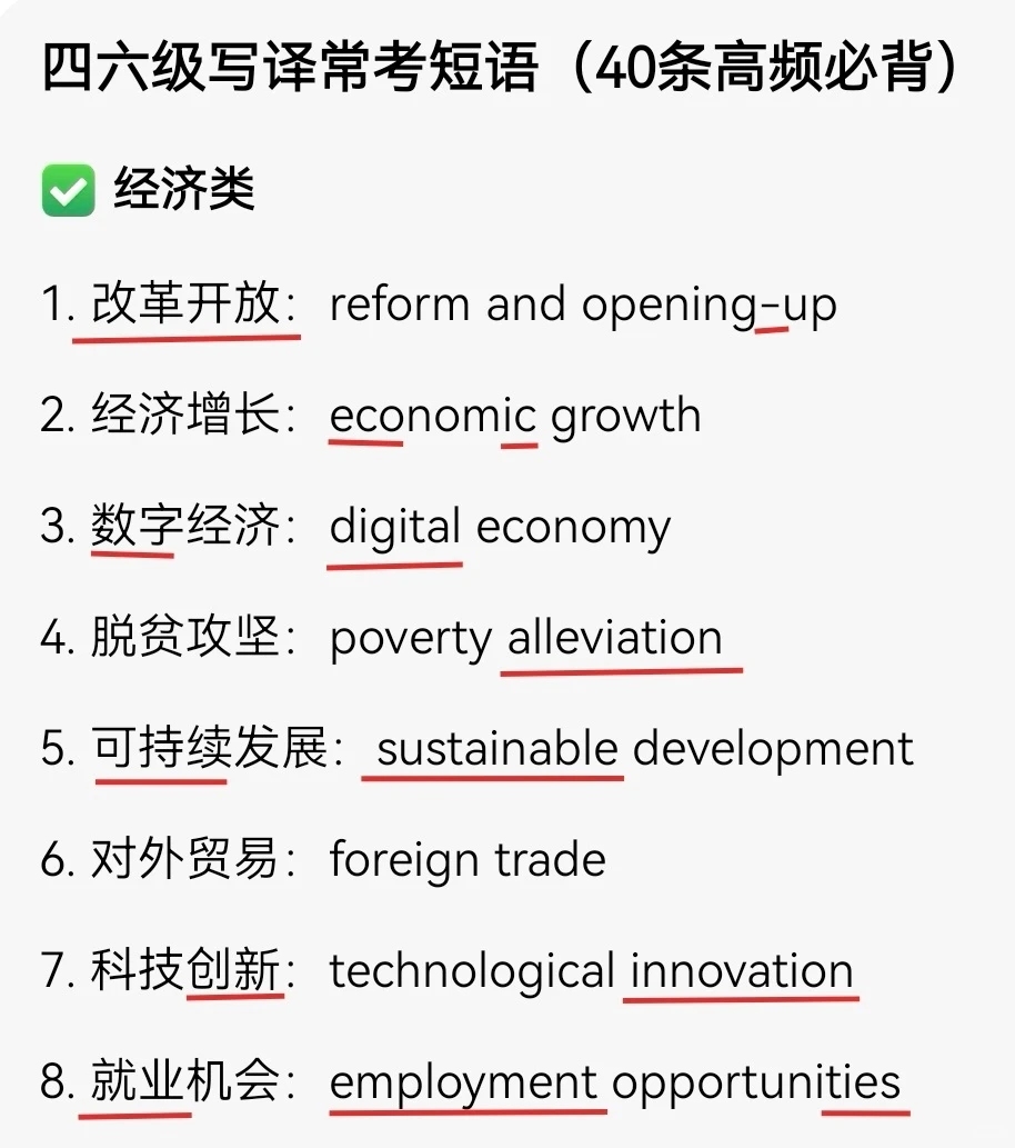 40个四六级最常考写译词组❗️
