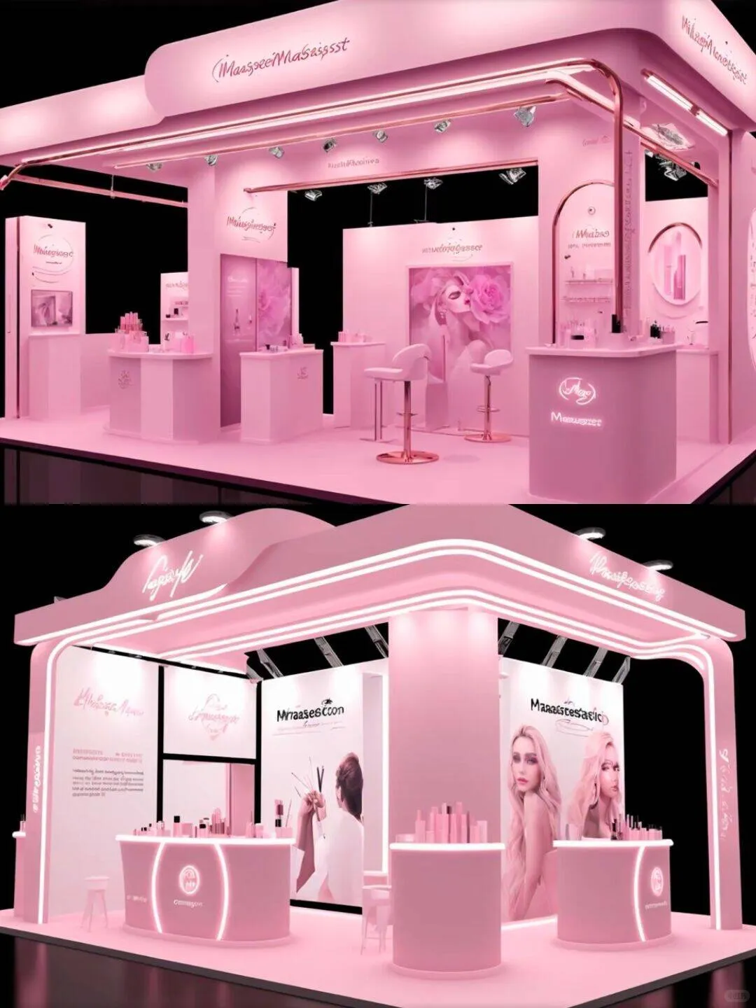 山东展位搭建‖浪漫樱花粉美妆展台