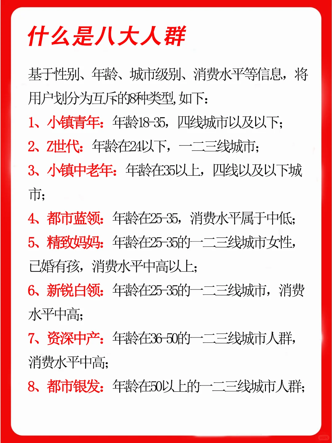 连八大消费人群都不知道，你还投什么广告？