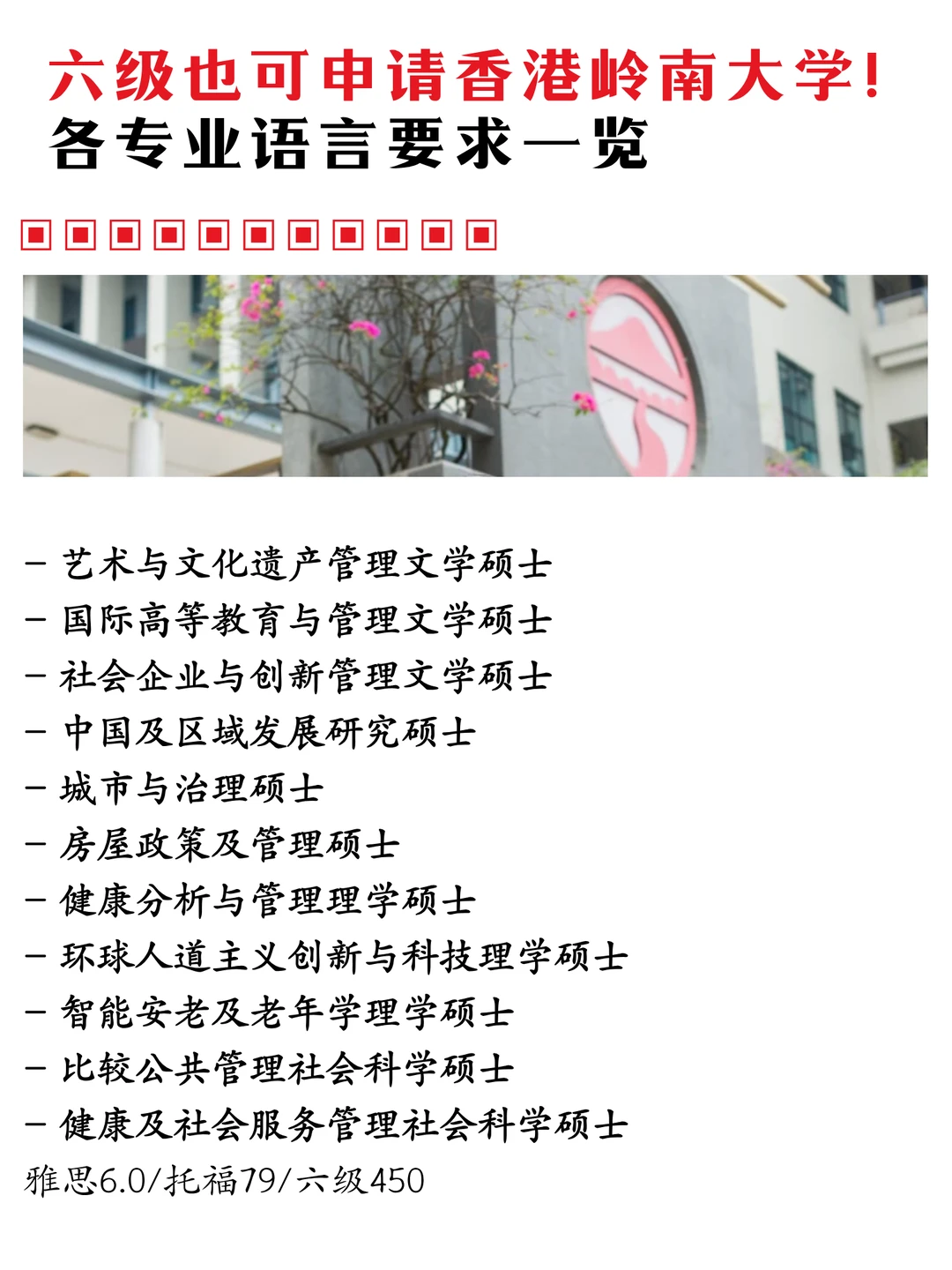 六级也可以申请香港岭南大学研究生