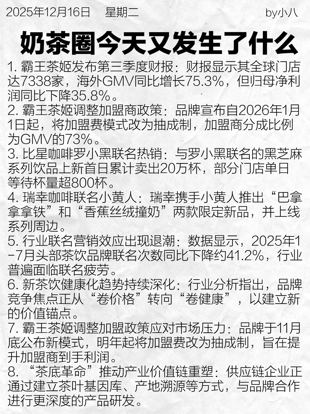 奶茶圈今天又发生了什么？251216