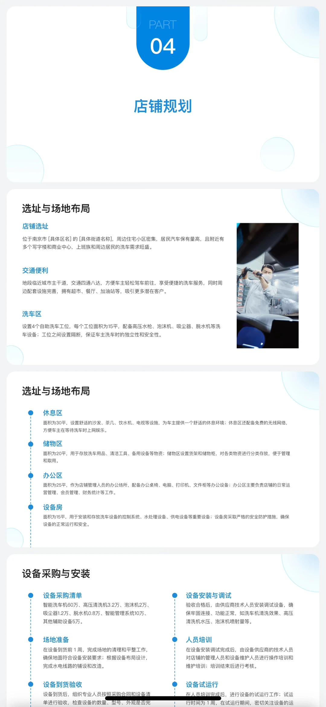 共享洗车店商业计划书word➕PPT