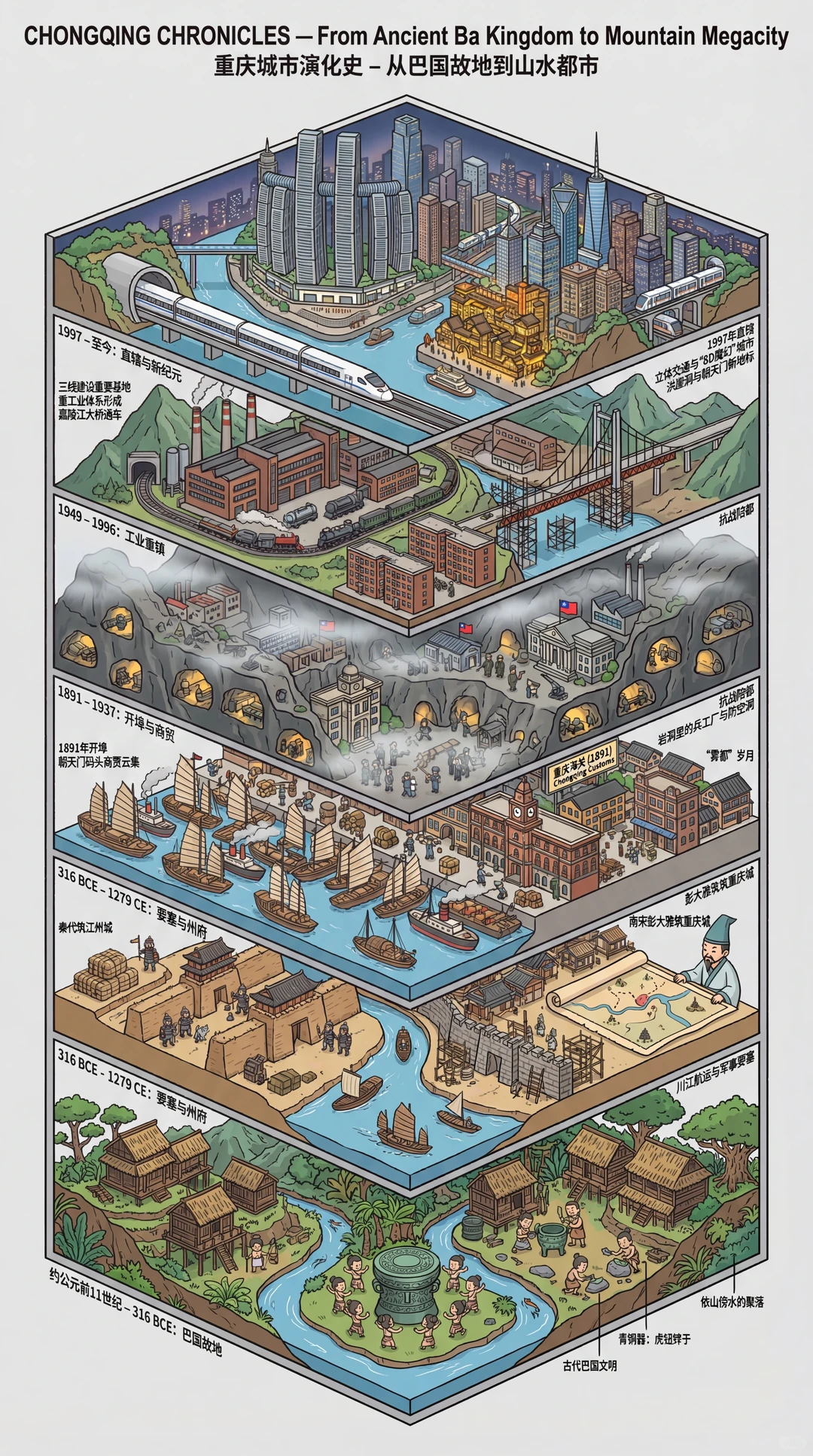 图解重庆城市演化史–从巴国故地到山水都市