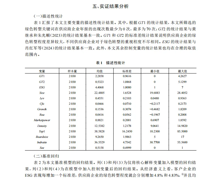 stata实证 企业ESG表现的供应链“扩绿效应”
